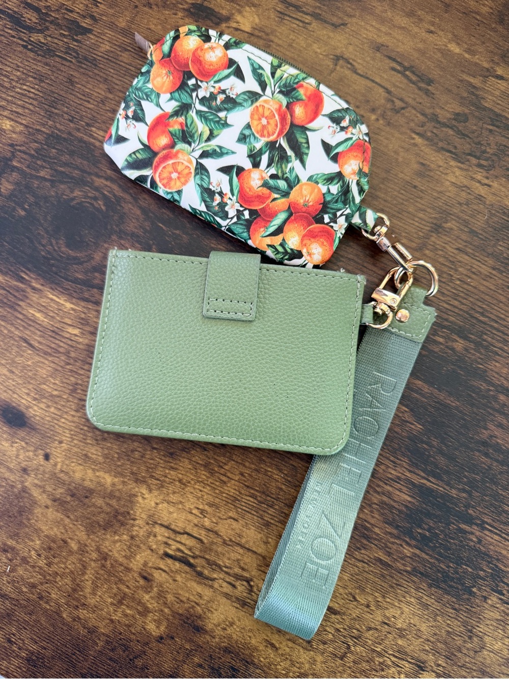 Rachel Zoe Olive Green Wrist Strap with Matching Citrus Pouch Accent - Picture 3 of 12